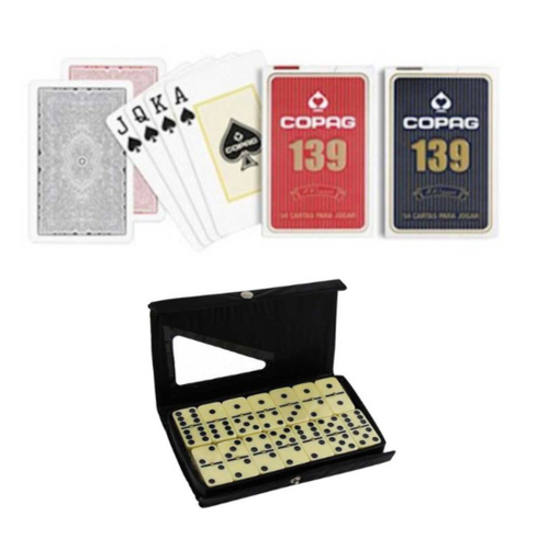 Kit Jogo de salão 1 Jogo de domino profissional 28 peças e 2