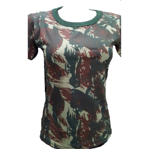 Camiseta Feminina Militar Baby Look Camuflada Exército Brasileiro