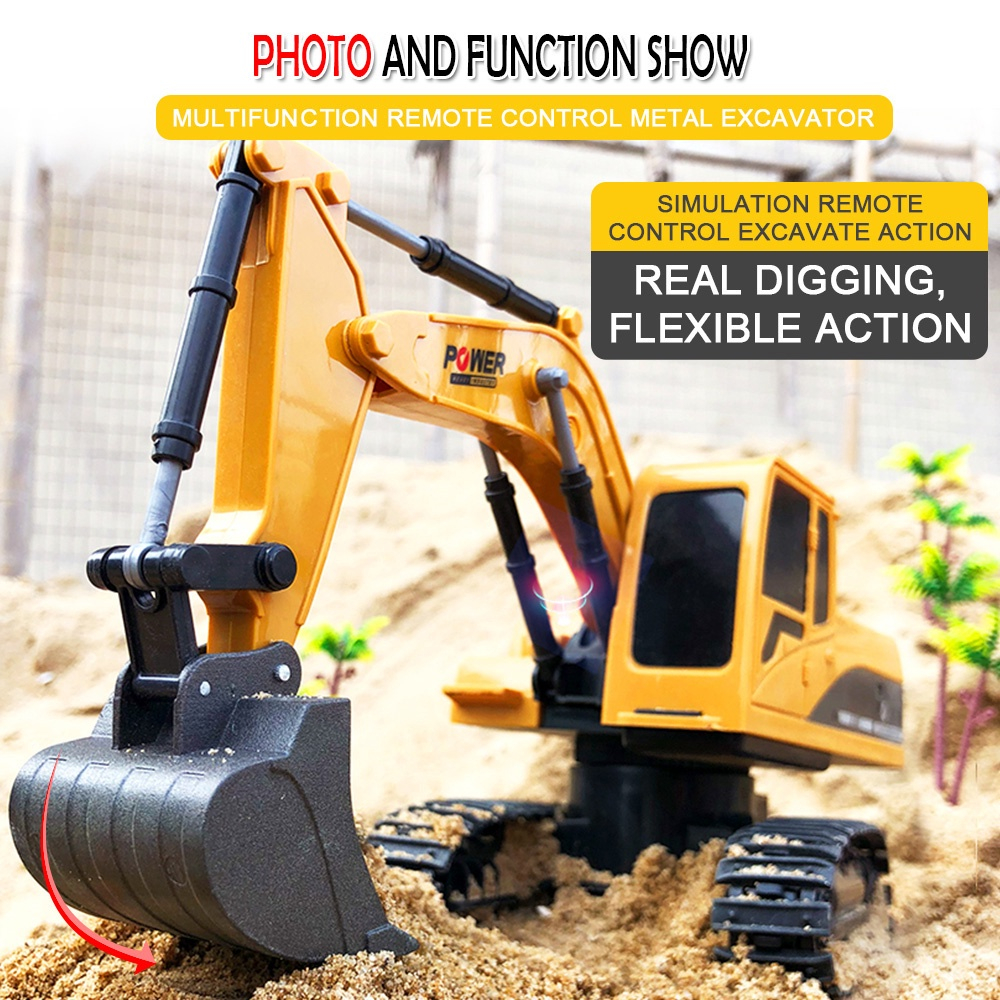 [INTERNACIONAL] 1/24 rc escavadeira rc carro trator de construção crianças brinquedo com luzes e sons