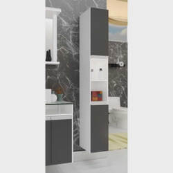 Armário Lateral Longo para Banheiro Azzera Móveis Bonatto Branco/Preto Menor preço em Armário Lateral Longo para Banheiro Azzera Móveis Bonatto Branco/Preto