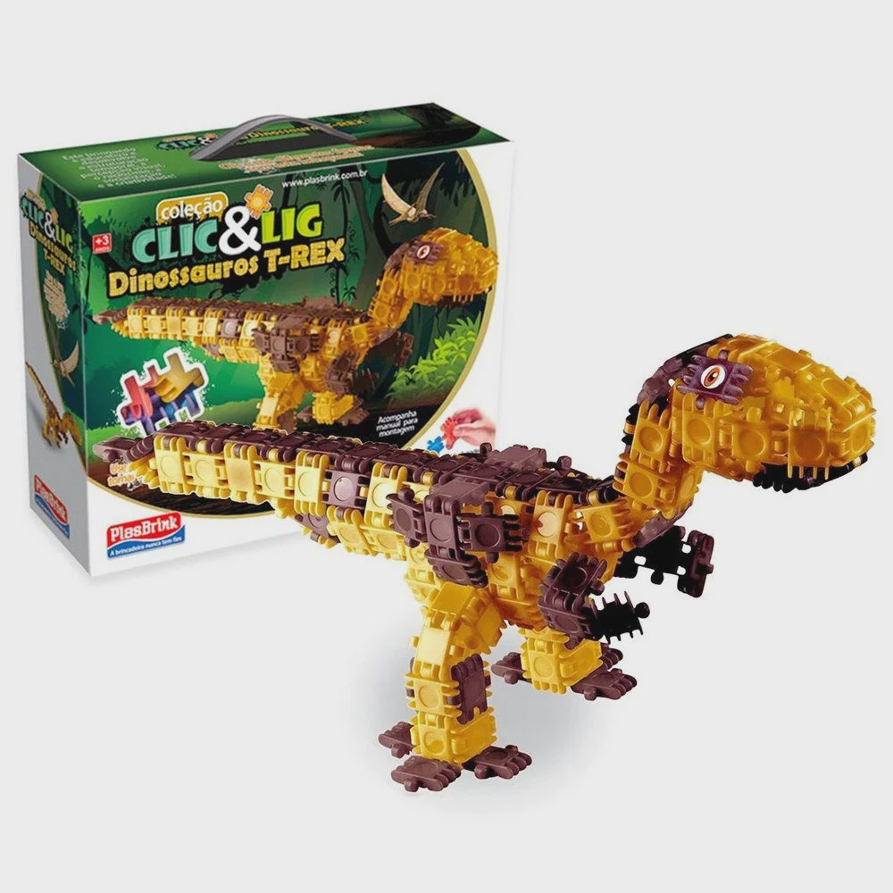 Blocos De Montar Clic E Lig Dinossauro Tiranossauro 155 Pcs - Plasbrink em  Promoção na Americanas