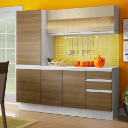 Menor preço em Cozinha Compacta 100% Mdf Madesa Smart 170 Cm Modulada Com Armário, Balcão E Tampo