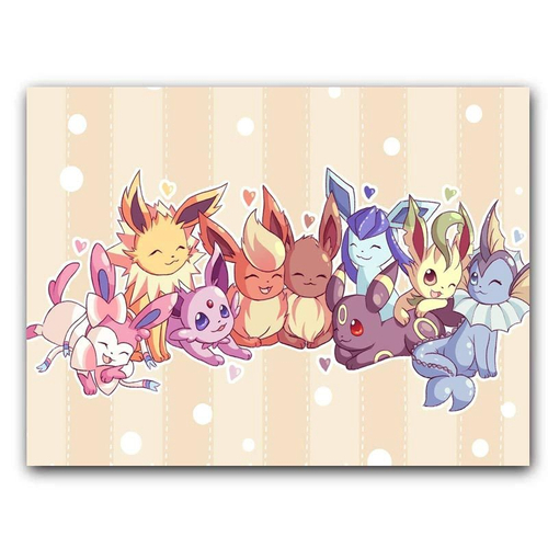 Painel Redondo Eevee Pokemon Evoluções - Adecore Tecidos