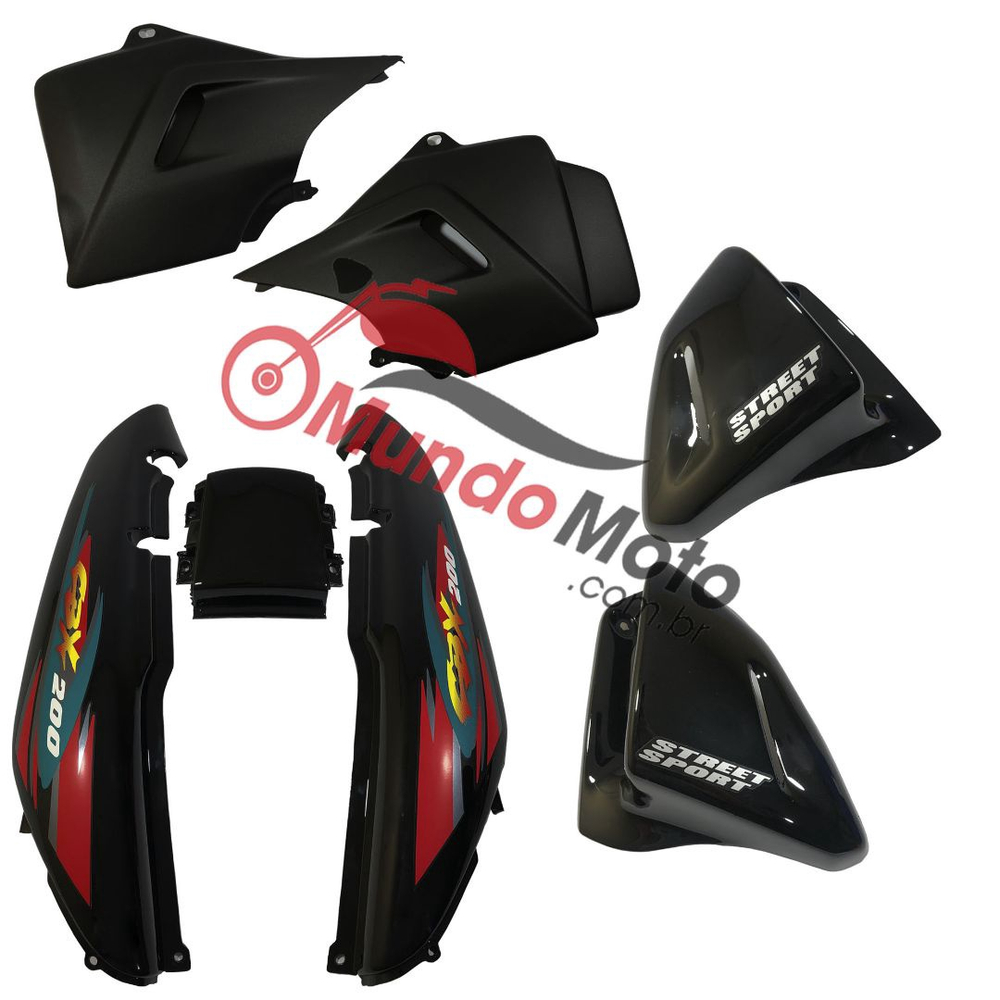 Kit Carenagem Adesivada Honda cbx 200 Strada 2000 Preto - Sportive