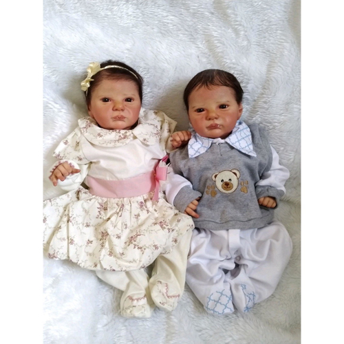 Bebê Reborn Toda Silicone Casal Gêmeos 28cm Menino e Menina em Promoção na  Americanas