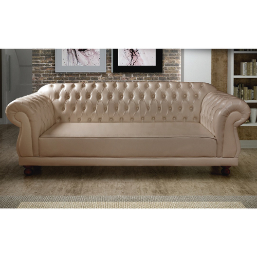 Sofá Chesterfield 3 Lugares 230 cm Courino Bege Almofada Fixa em Promoção  na Americanas