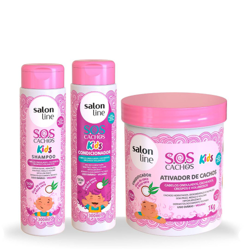 Kit Sos Kids Shampoo Condicionador Ativador De Cachos 1kg Salon Line Em Promocao Ofertas Na Americanas