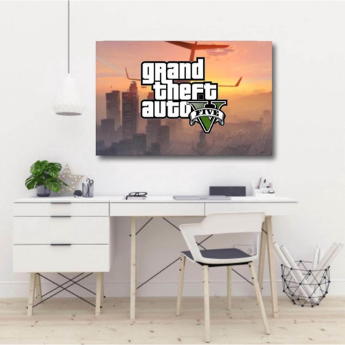 Quadro Decorativo A3 GTA V FIVE, GAMER, games, jogo