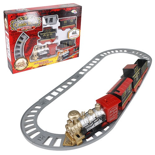 Pista Trem Clássico com Locomotiva e Trilhos Brinquedo infantil Trenzinho  Ferrorama