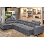 Sofá Canto Chaise D 7 Lugares Retrátil e Reclinável Pillow 360 x 220 cm Sttilo tecido suede - MegaSul Cor Cinza