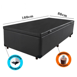 Cama Box Baú Solteiro Corino Preto Com Pistão A Gás Menor preço em Cama Box Baú Solteiro Corino Preto Com Pistão A Gás