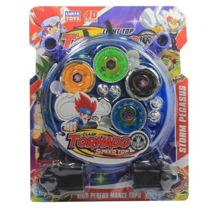 Batalha Beyblade Kit Com 4 Peões Mini Arena ul Ou Vermelha - Speed