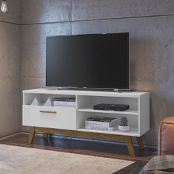 Rack para TV até 55 Polegadas Pés Madeira Retrô Paládio Móveis Bechara Branco é boa?