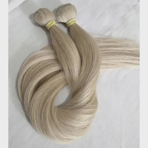 Cabelo Humano Loiro Platinado Mechado Nacional Tela 30g 60cm