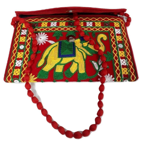 gujrati mirror work bolsas