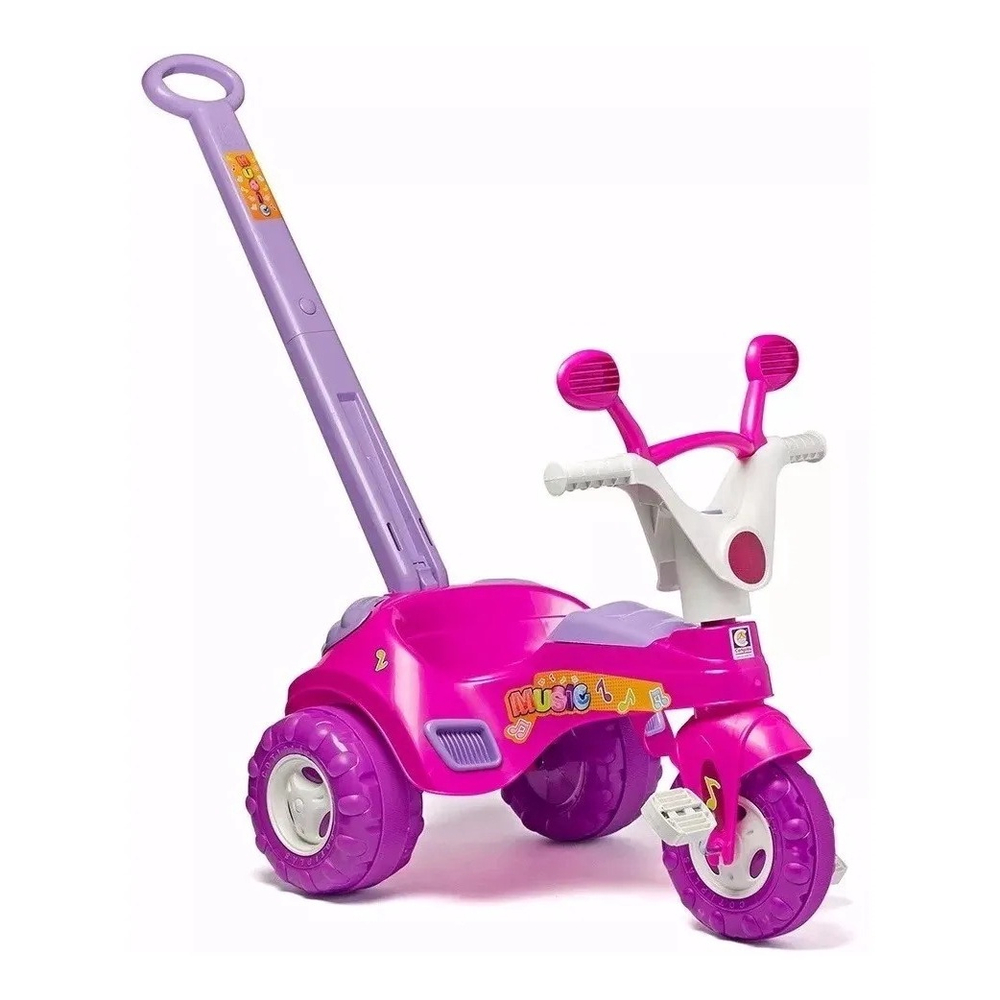 Motoca Colorida Com Haste Direcional Triciclo Infantil Pink