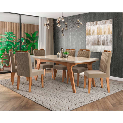 Conjunto De Mesa De Jantar Com Tampo De Vidro Bárbara E 6 Cadeiras Ana  Animalle Preto E Azul