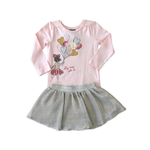 Blusa Infantil Menina Manga Longa Strass Brilho com Estampa de