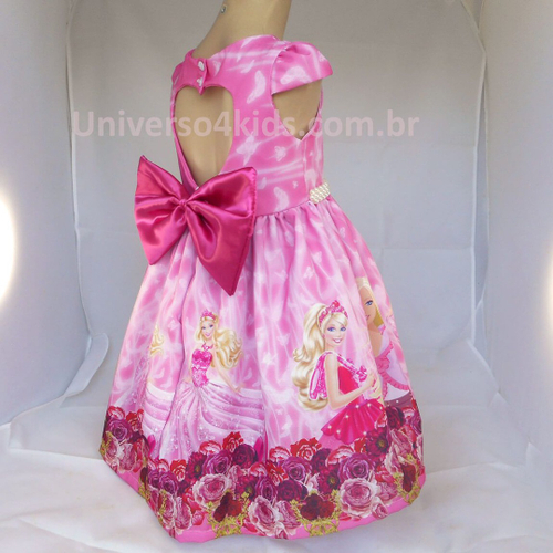 Vestido Infantil Princesa Barbie Rosa Aniversário Temático em Promoção na  Americanas