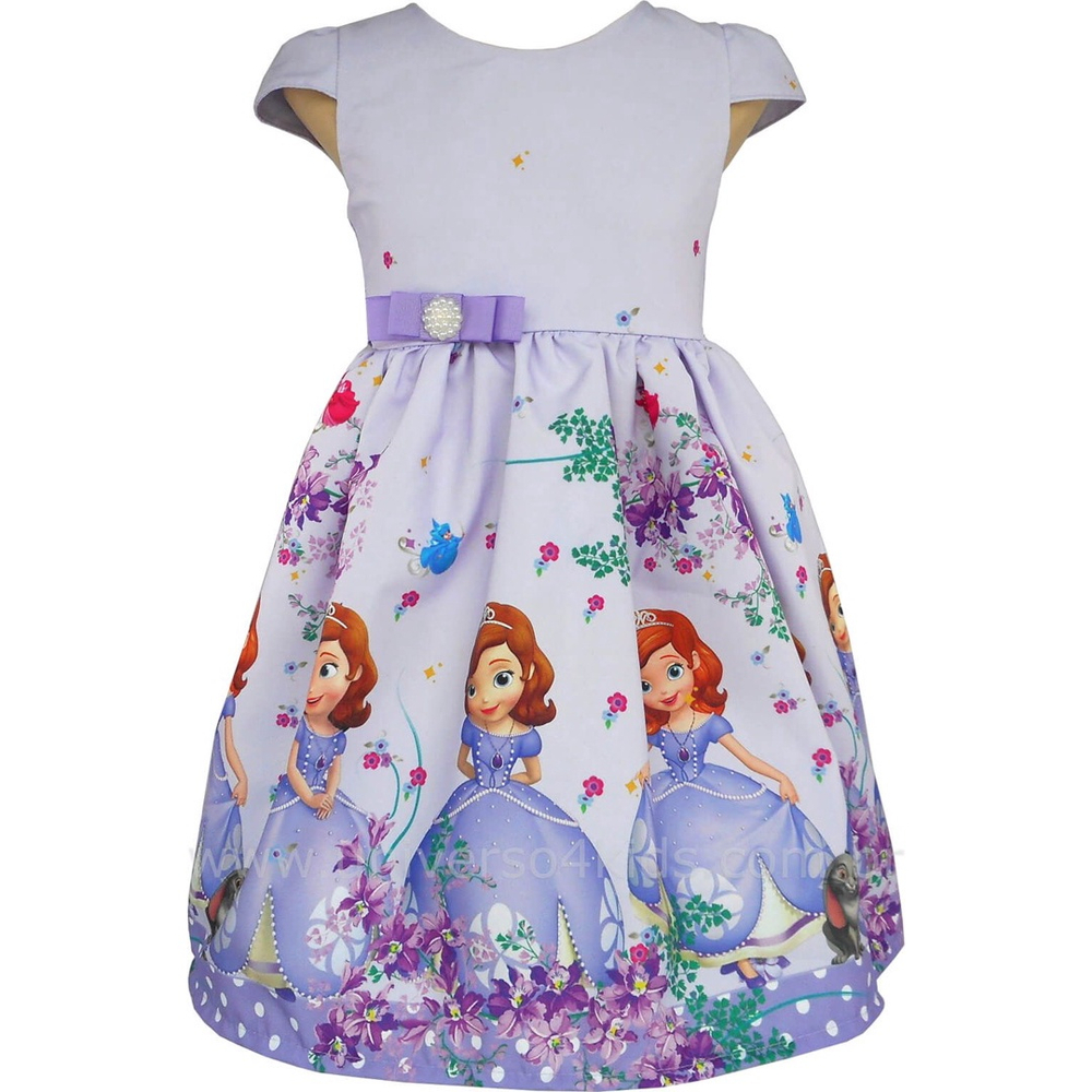 Vestido Infantil Fantasia Lilás Princesa Sofia Aniversário