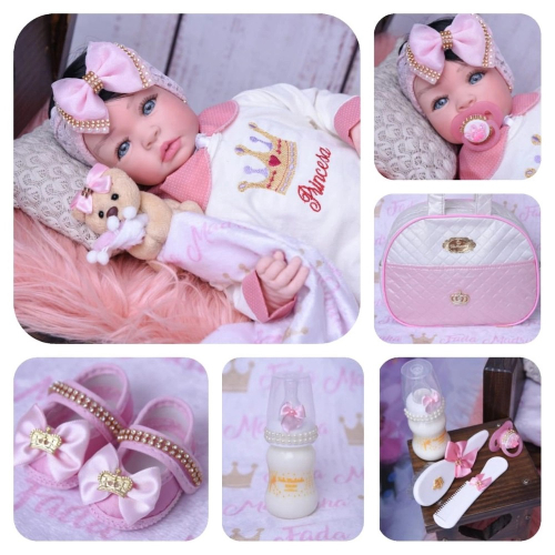 Kit roupinhas boneca bebe reborn rosa acessorios - Poshop Bebê