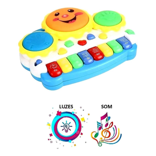 Pianinho Musical De Musicalização Infantil Teclado Brinquedo - Azul