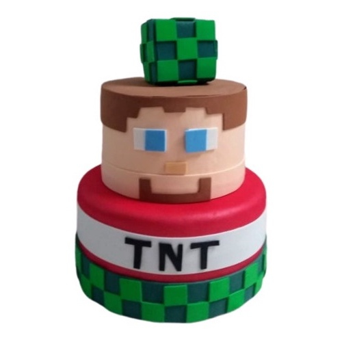 Bolo Fake Falso Para Festa No Tema Minecraft 10 em Promoção na