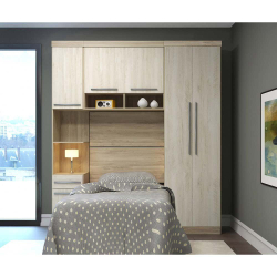 Guarda Roupa Modulado Solteiro 6 Portas 2 Cabideiros com Cabeceira Master Luciane Móveis Menor preço em Guarda Roupa Modulado Solteiro 6 Portas 2 Cabideiros com Cabeceira Master Luciane Móveis