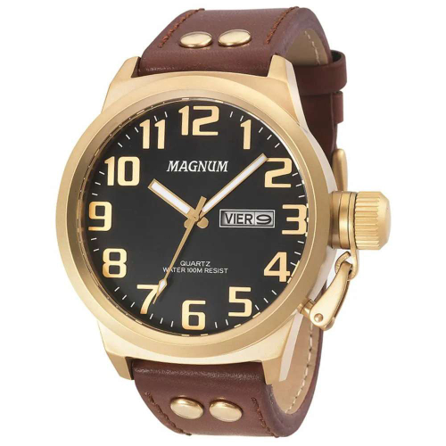 Relógio magnum masculino - ma34012p - dourado com pulseira de