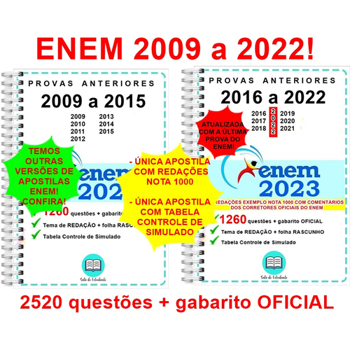 Enem Provas Anteriores 2009 A 2020 + Gabarito Oficial Apostila Sala Do ...