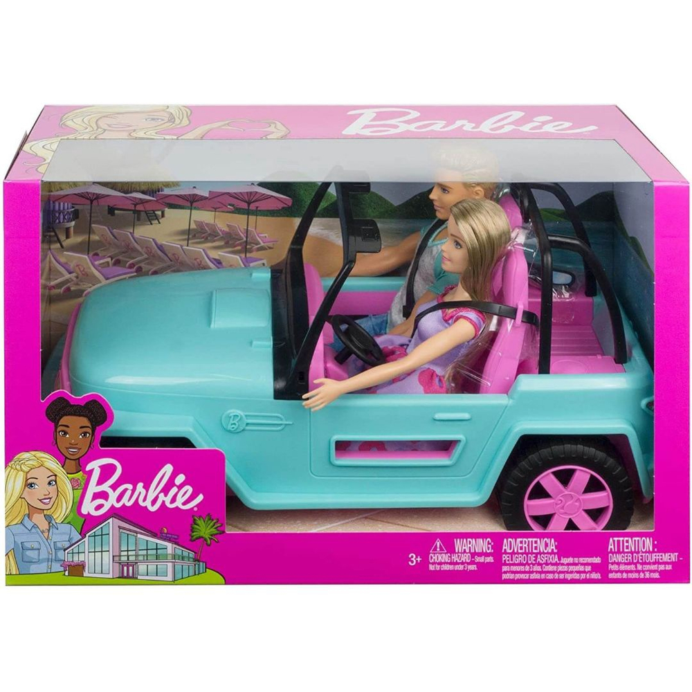 Carro jipe rosa boneca barbie e boneco ken original mattel