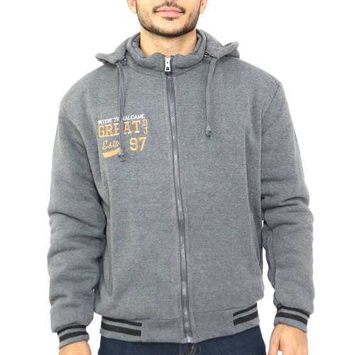 mens fleece lined zip moletom com capuz