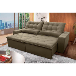 Menor preço em Sofá Retrátil/Reclinável Islândia 2,50m Suede Veludo Bege c/ Molas no Assento - King Kong