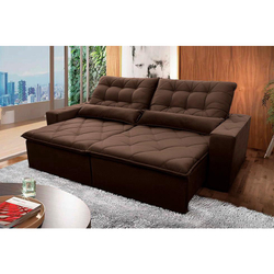 Sofá Retrátil/Reclinável Islândia 2,70m Suede Veludo Chocolate c/ Molas no Assento - King Kong Menor preço em Sofá Retrátil/Reclinável Islândia 2,70m Suede Veludo Chocolate c/ Molas no Assento - King Kong