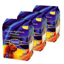 Kit 3 Tapetes Higiênicos Cães Chalesco C/30 Unidades Menor preço em Kit 3 Tapetes Higiênicos Cães Chalesco C/30 Unidades