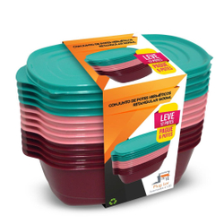 Menor preço em Conjunto de Potes Herméticos Retangular 1600ml Leve 12 Pague 6 - Plug Lar