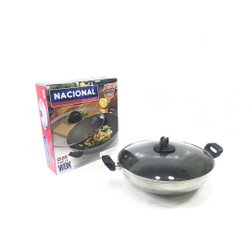 Panela Wok Antiaderente 28cm c/ Tampa De Vidro Nacional Menor preço em Panela Wok Antiaderente 28cm c/ Tampa De Vidro Nacional