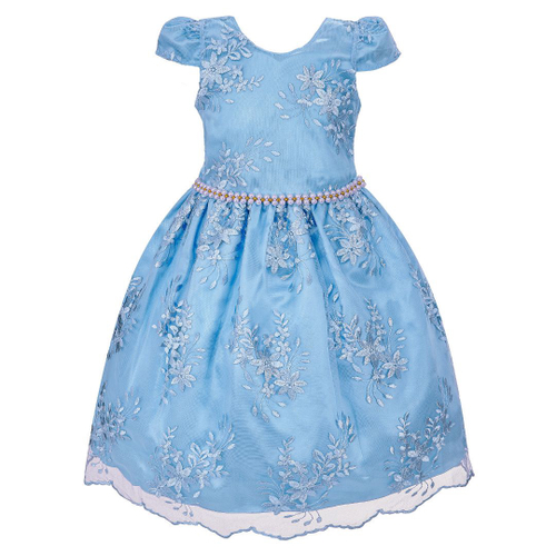 VESTIDO INFANTIL CINDERELA AZUL MANGAS LUXO FESTAS LUXO