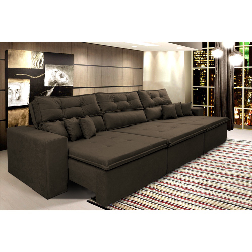 Sofá Cairo 3,52m Retrátil, Reclinável Tecido Suede Café Cama inBox em  Promoção na Americanas