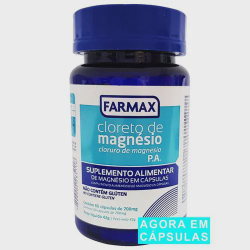 Cloreto de magnésio pa 700 mg - suplemento alimentar em cápsulas farmax 60 capsulas Menor preço em Cloreto de magnésio pa 700 mg - suplemento alimentar em cápsulas farmax 60 capsulas