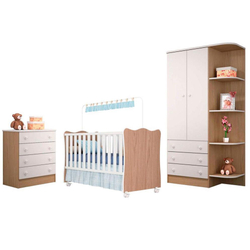 Quarto Infantil Doce Sonho - Berço Simples Branco/Carvalho - Qmovi é boa?