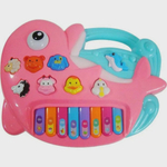 Piano Teclado Musical Golfinho Infantil Som Eletronicos Rosa