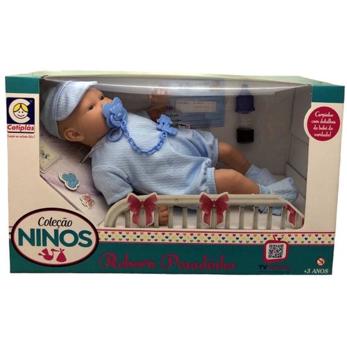 Boneca Baby Ninos Recém Nascida Bebê ReBorn com Acessórios Cotiplás -  Mercadao do Real