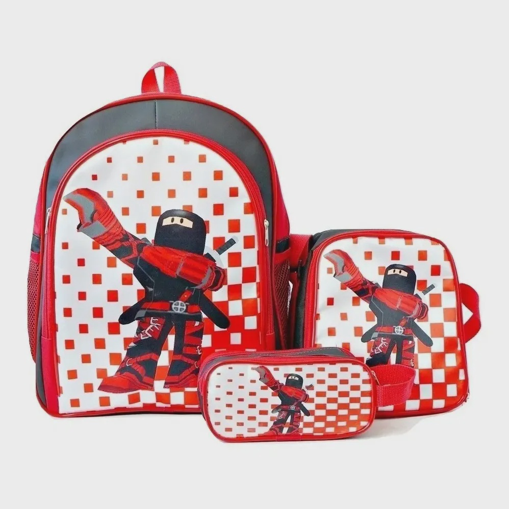 Mochila Roblox Skin Ninja Costas Lancheira Estojo Kit no Shoptime