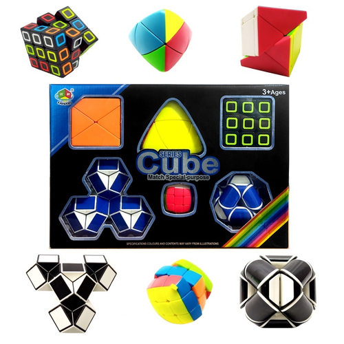 Kit Lógica com 6 Cubos Mágicos Interativos Brinquedo Educativo