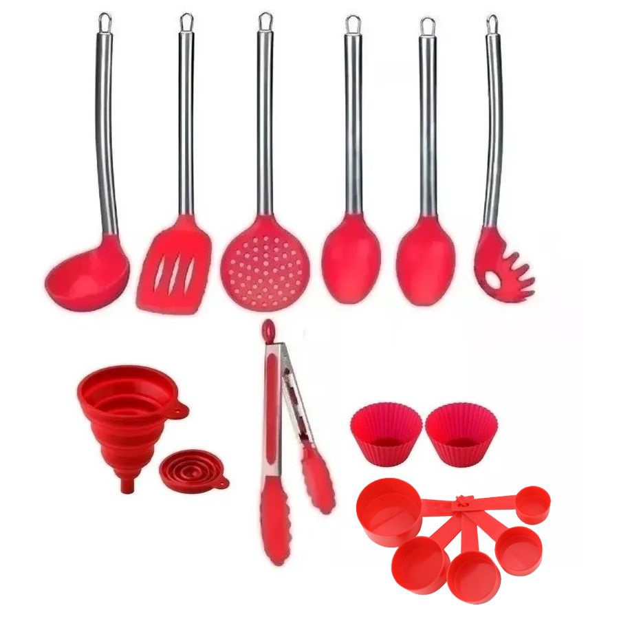 Conjunto Kit Jogo Colheres De Silicone Cabo Inox Pe As Cozinha No Shoptime