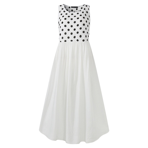 Zanzea Mulheres Sem Mangas Long Beach Dress Verao Bohemian Polka Dot Sundress Vintage O Pescoco Kaftan Vestido Sarafans Vestidos Soltos Em Promocao Ofertas Na Americanas