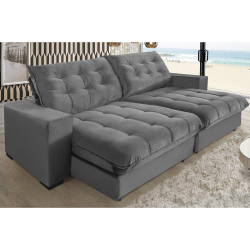 Sofá Califórnia Molas Ensacadas e Pillow Top 2,90m Cinza Menor preço em Sofá Califórnia Molas Ensacadas e Pillow Top 2,90m Cinza