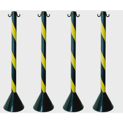 Kit com 4 Pedestal Poste Plástico Preto Amarelo Sinalização Isolamento Organizador Fila Zebrado Menor preço em Kit com 4 Pedestal Poste Plástico Preto Amarelo Sinalização Isolamento Organizador Fila Zebrado