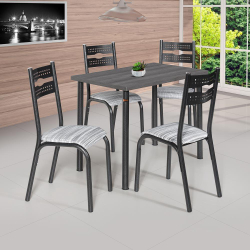 Conjunto Mesa Luna 4 Cadeiras Tampo Bp Cinza 1,10m X 0,72M Tubo Craqueado Preto – Ciplafe Rb Menor preço em Conjunto Mesa Luna 4 Cadeiras Tampo Bp Cinza 1,10m X 0,72M Tubo Craqueado Preto – Ciplafe Rb